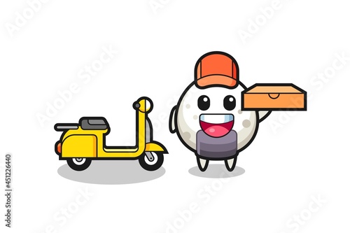 Character Illustration of onigiri as a pizza deliveryman
