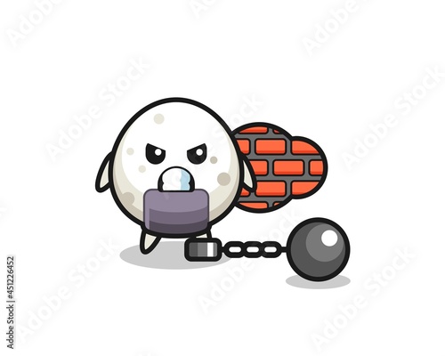 Character mascot of onigiri as a prisoner