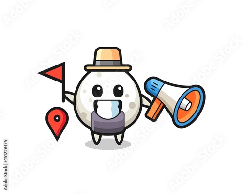 Character cartoon of onigiri as a tour guide