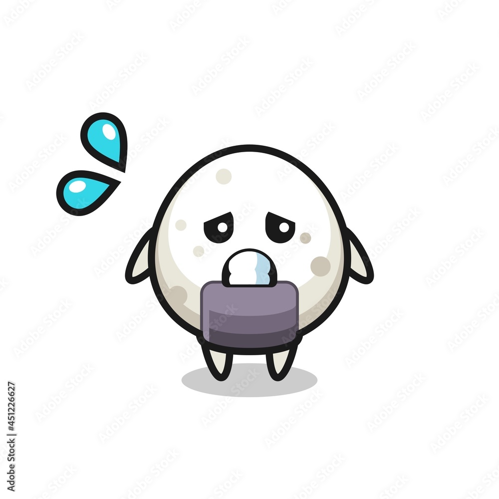 onigiri mascot character with afraid gesture onigiri mascot character with afraid gesture