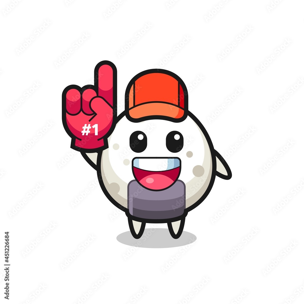onigiri illustration cartoon with number 1 fans glove onigiri illustration cartoon with number 1 fans glove