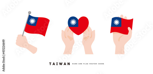 [Taiwan] Hand and national flag icon vector illustration 