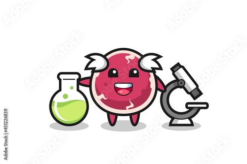 Mascot character of beef as a scientist