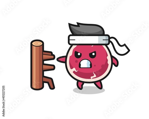 beef cartoon illustration as a karate fighter