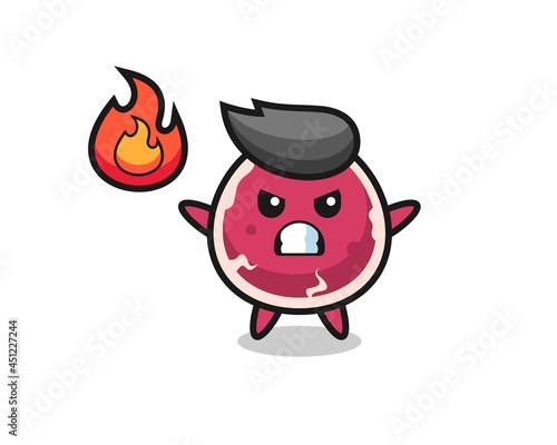 beef character cartoon with angry gesture
