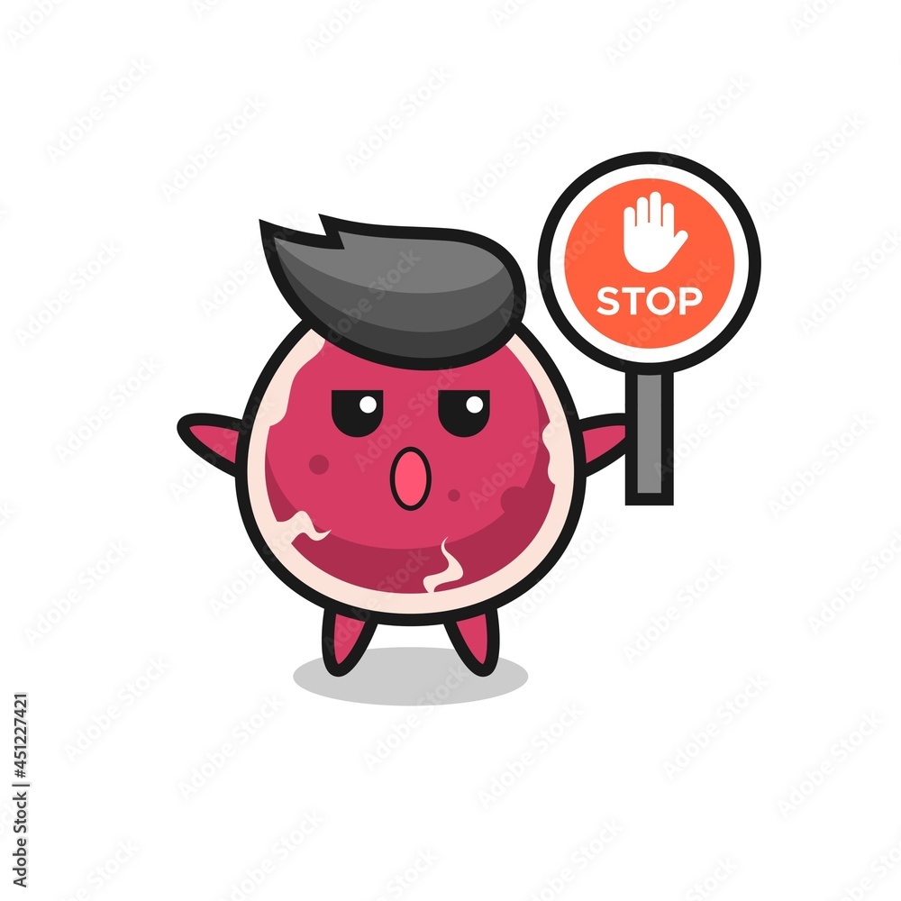 beef character illustration holding a stop sign beef character illustration holding a stop sign