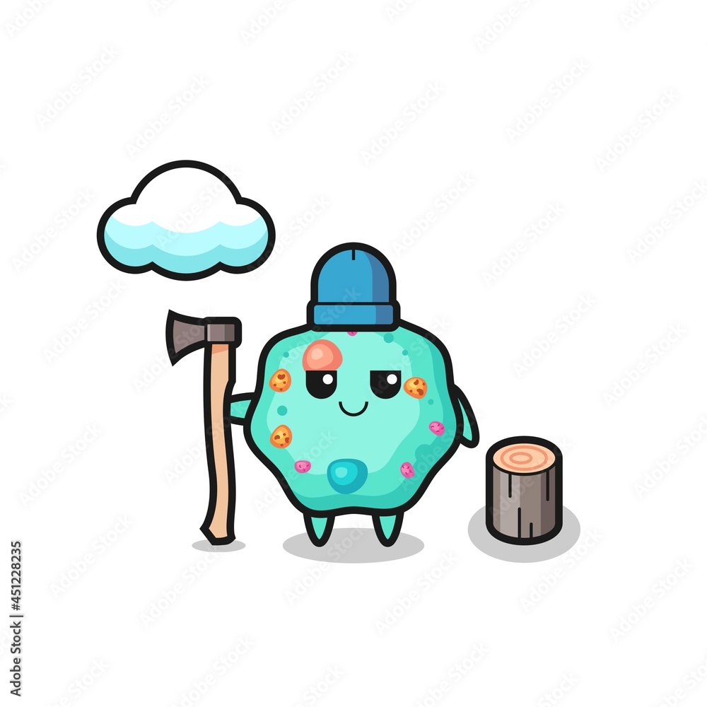 Character cartoon of amoeba as a woodcutter Character cartoon of amoeba as a woodcutter