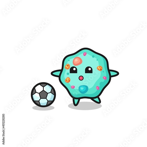 Illustration of amoeba cartoon is playing soccer