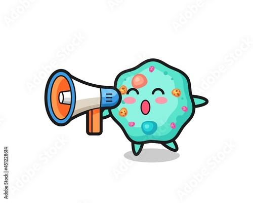 amoeba character illustration holding a megaphone
