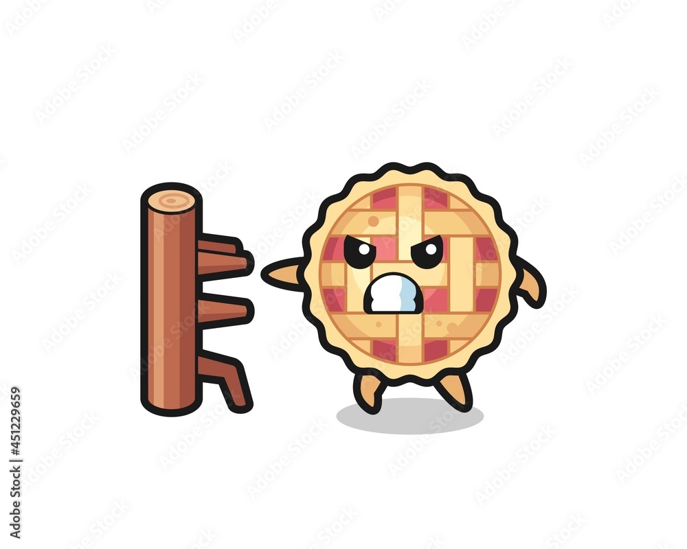 apple pie cartoon illustration as a karate fighter apple pie cartoon illustration as a karate fighter