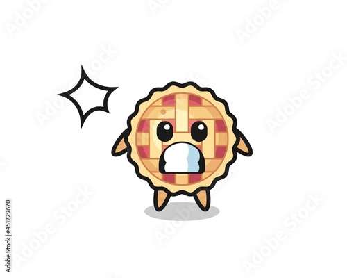 apple pie character cartoon with shocked gesture