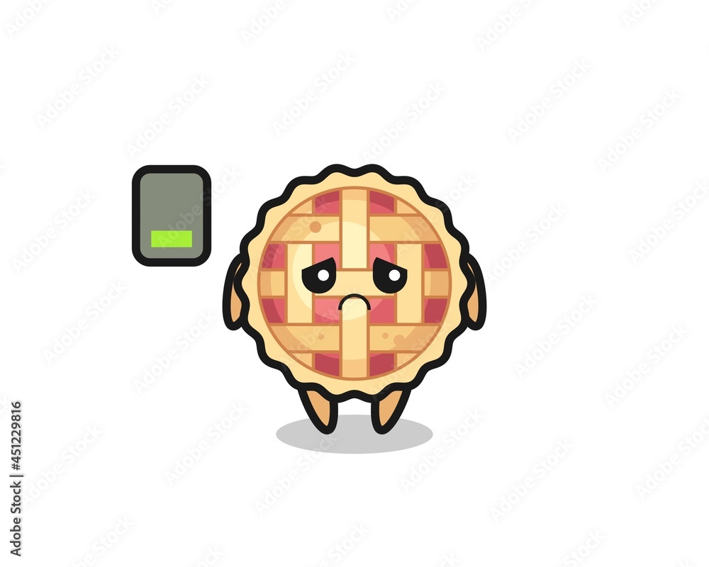 apple pie mascot character doing a tired gesture apple pie mascot character doing a tired gesture