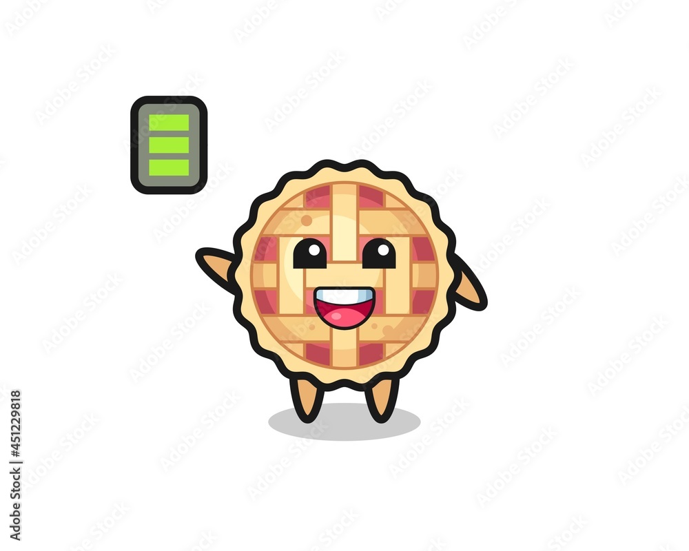 apple pie mascot character with energetic gesture
