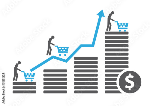 icon  business inflation and growth vector illustration concept