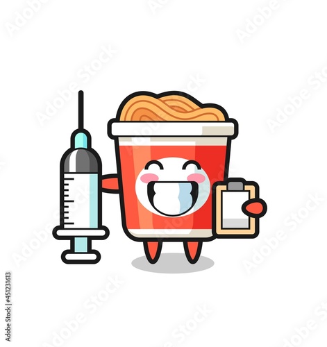 Mascot Illustration of instant noodle as a doctor