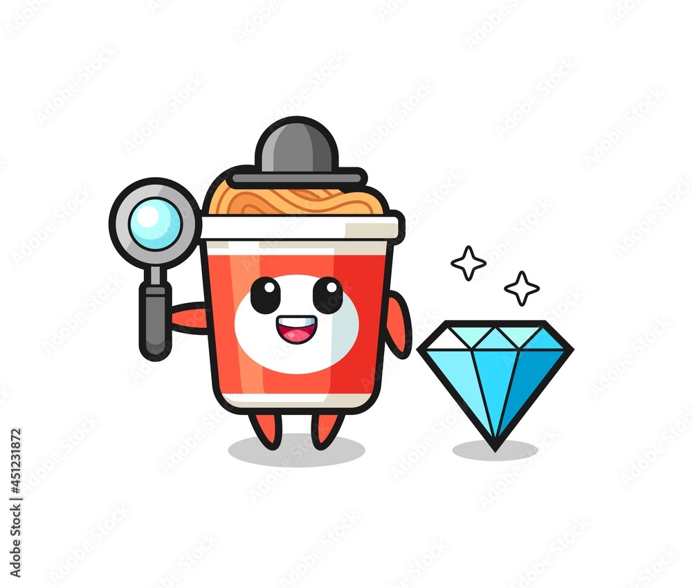 Illustration of instant noodle character with a diamond Illustration of instant noodle character with a diamond