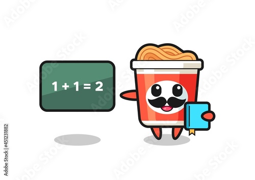 Illustration of instant noodle character as a teacher