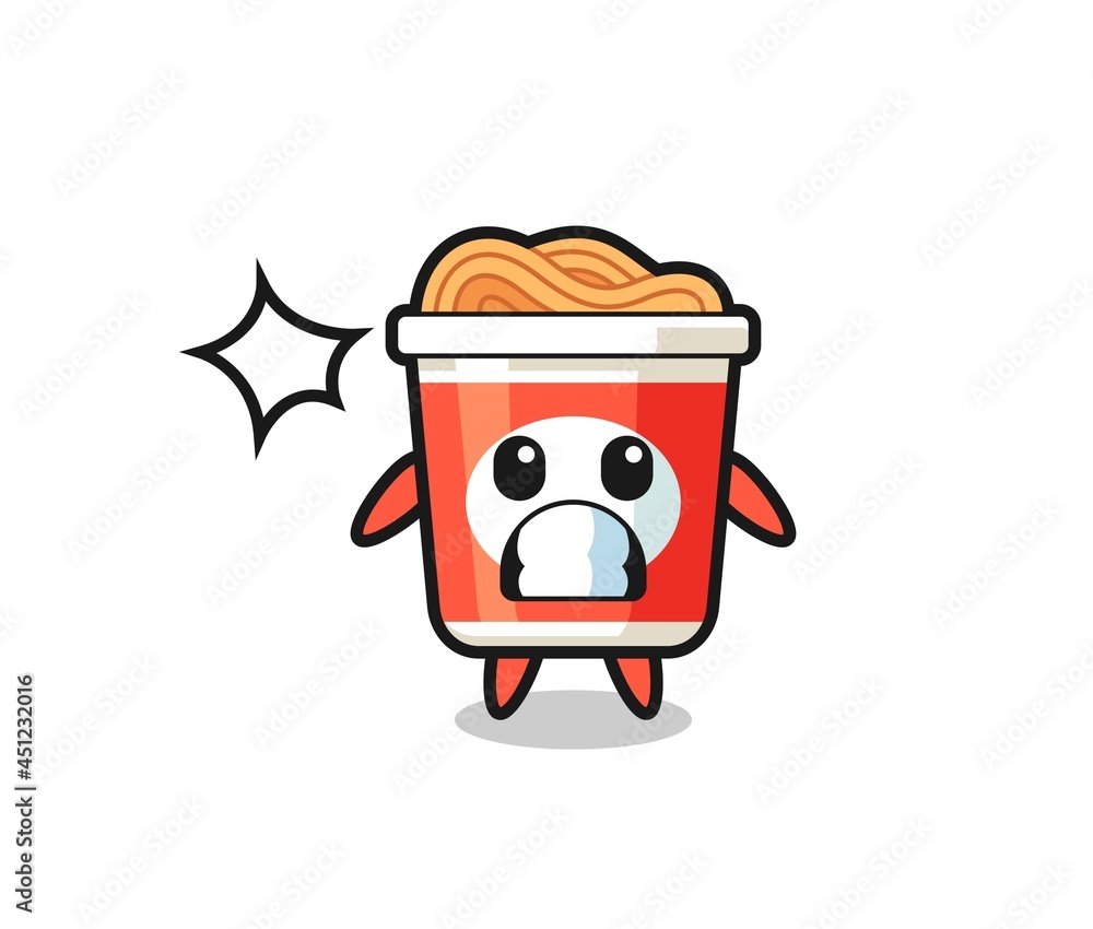 instant noodle character cartoon with shocked gesture instant noodle character cartoon with shocked gesture