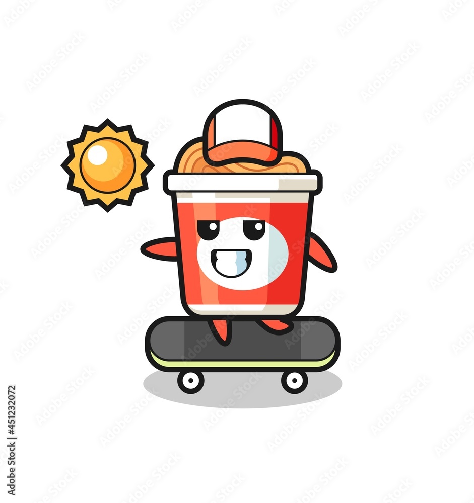 instant noodle character illustration ride a skateboard instant noodle character illustration ride a skateboard
