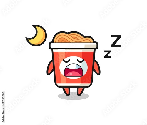 instant noodle character illustration sleeping at night