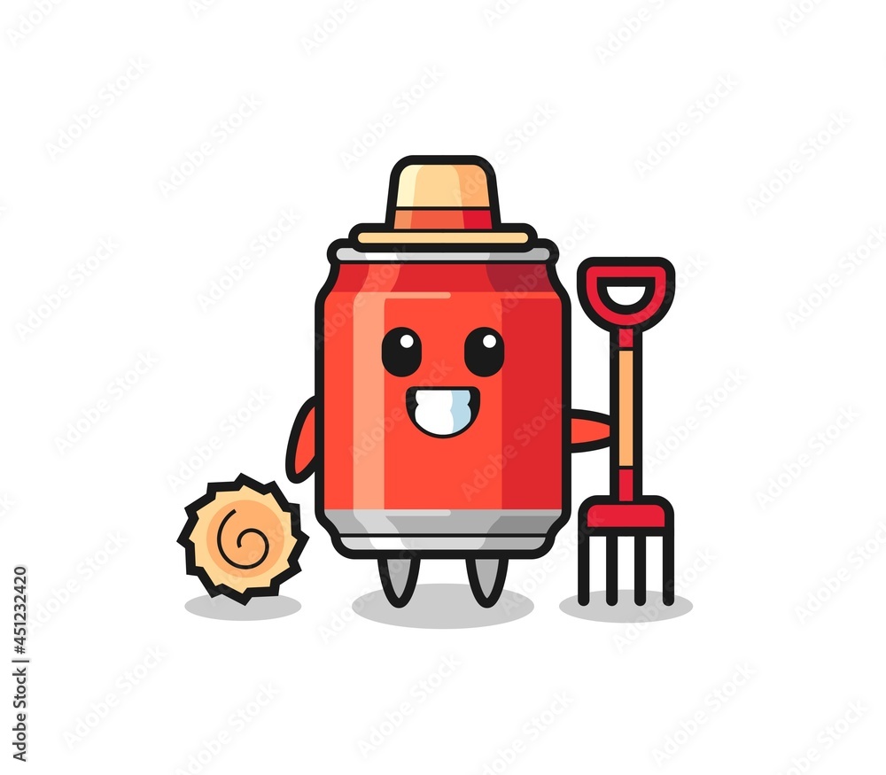Mascot character of drink can as a farmer Mascot character of drink can as a farmer