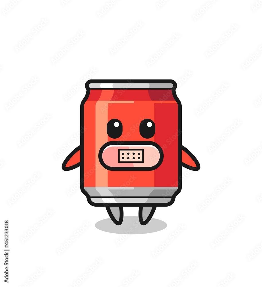 Cartoon Illustration of drink can with tape on mouth