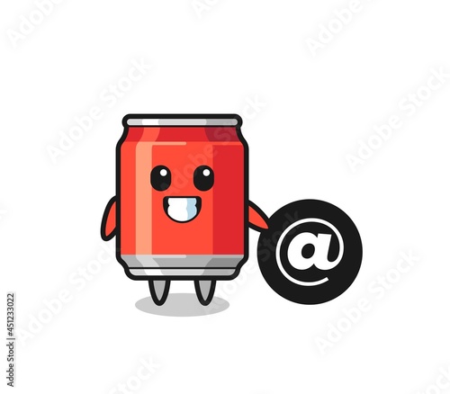 Cartoon Illustration of drink can standing beside the At symbol