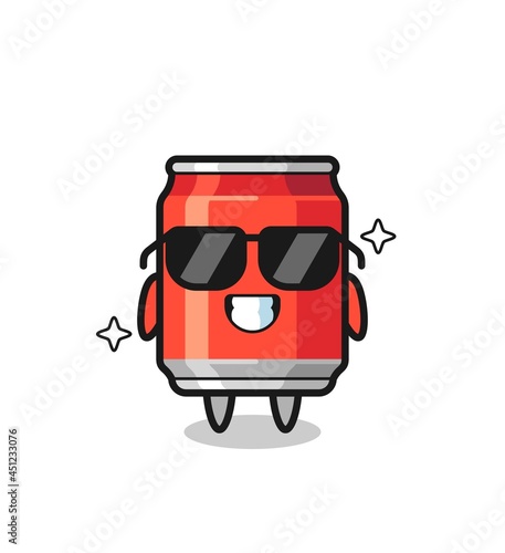 Cartoon mascot of drink can with cool gesture