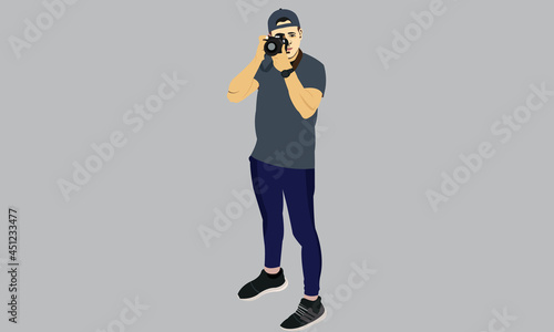 Photographer person with a camera Flat Vector 