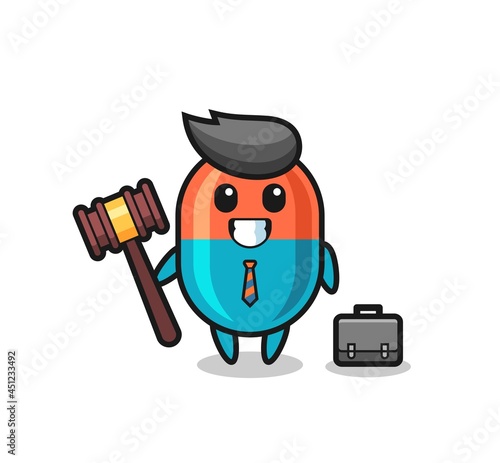 Illustration of capsule mascot as a lawyer