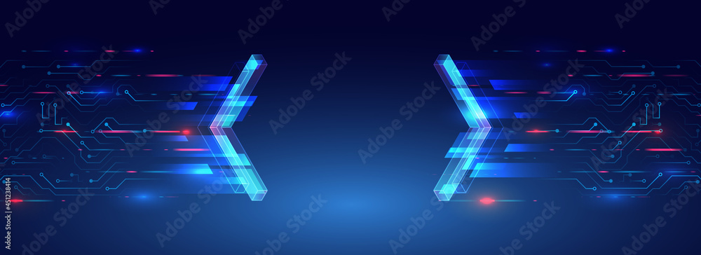 Blue background from futuristic elements and arrows. Abstract ...