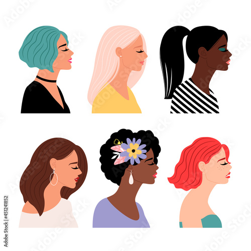 Young girl side heads
