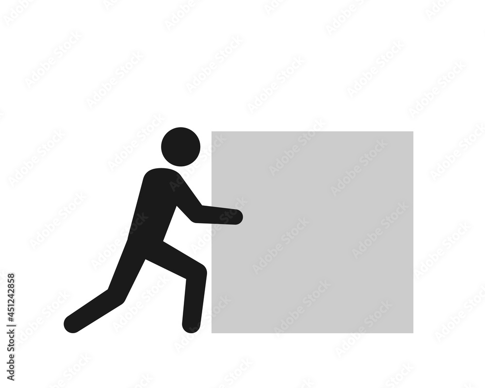 Man pushing block icon. Clipart image isolated on white background Man pushing block icon. Clipart image isolated on white background