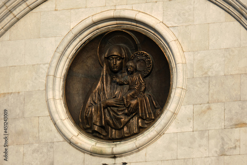 Moscow, Russia - 07.23.2021:Cathedral of Christ the Savior - bronze decorations