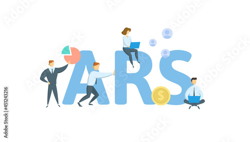 ARS, Auction Rate Securities. Concept with keyword, people and icons. Flat vector illustration. Isolated on white. photo