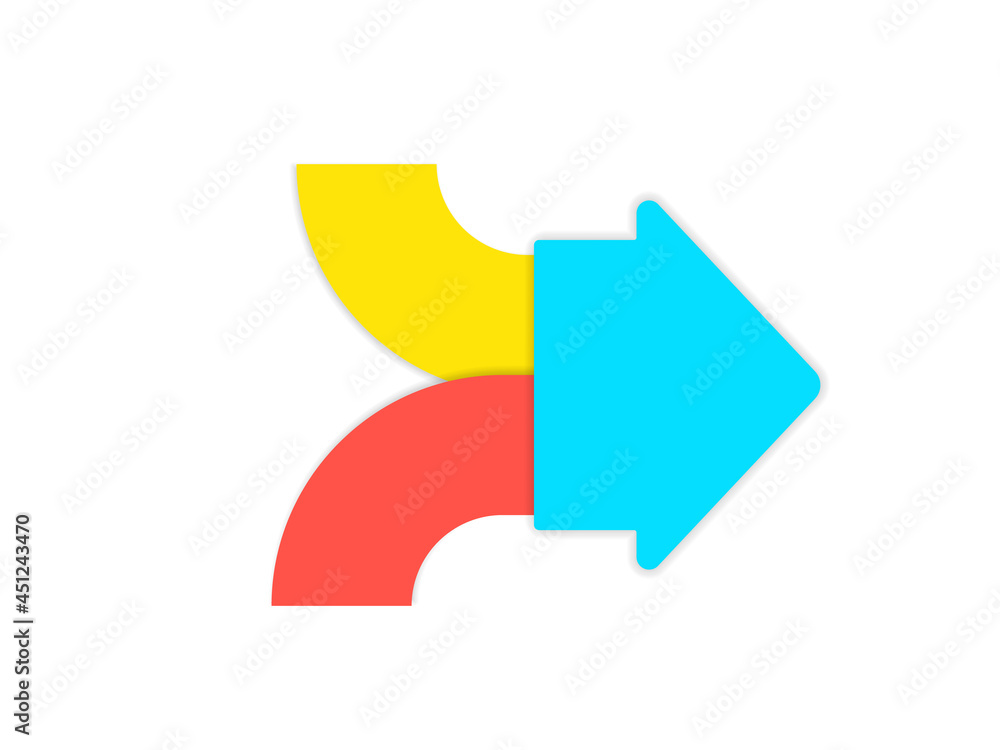 Two arrow merging icon. Clipart image isolated on white background Two arrow merging icon. Clipart image isolated on white background
