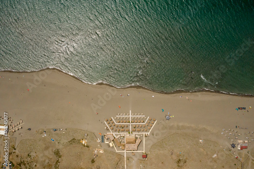 Aerial view at beach on Ada Bojana island in Montenegro photo