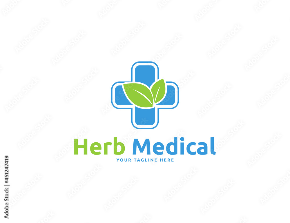 Medical care logo with green leaves concept Medical care logo with green leaves concept
