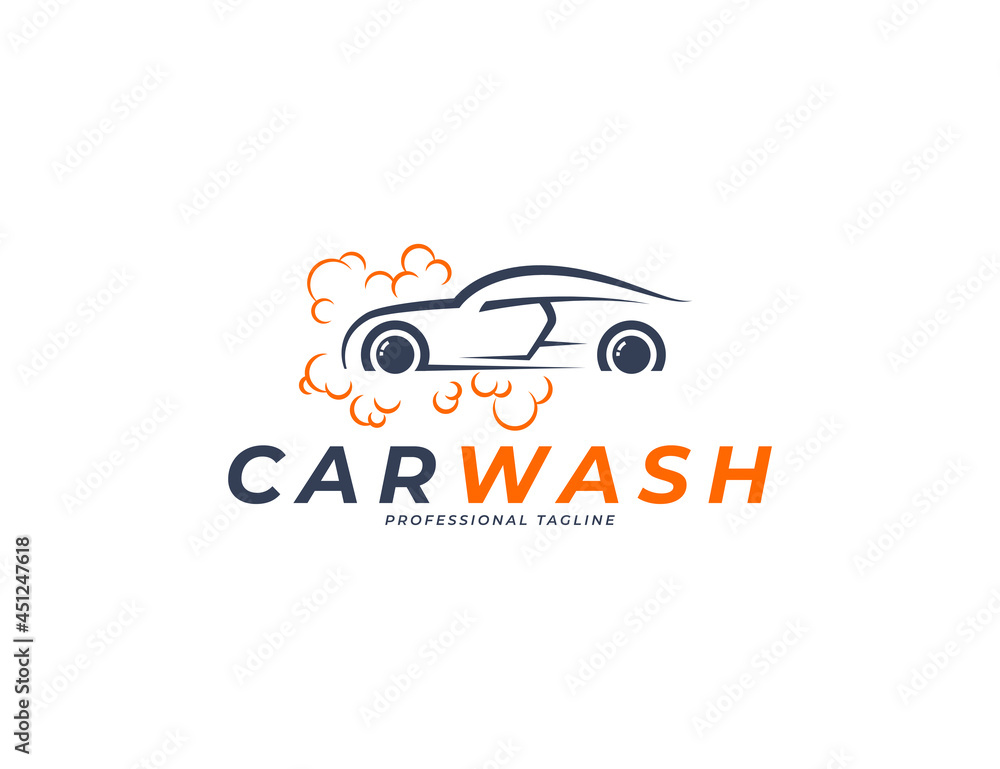 Simple car wash logo design with bubble foam illustration Simple car wash logo design with bubble foam illustration