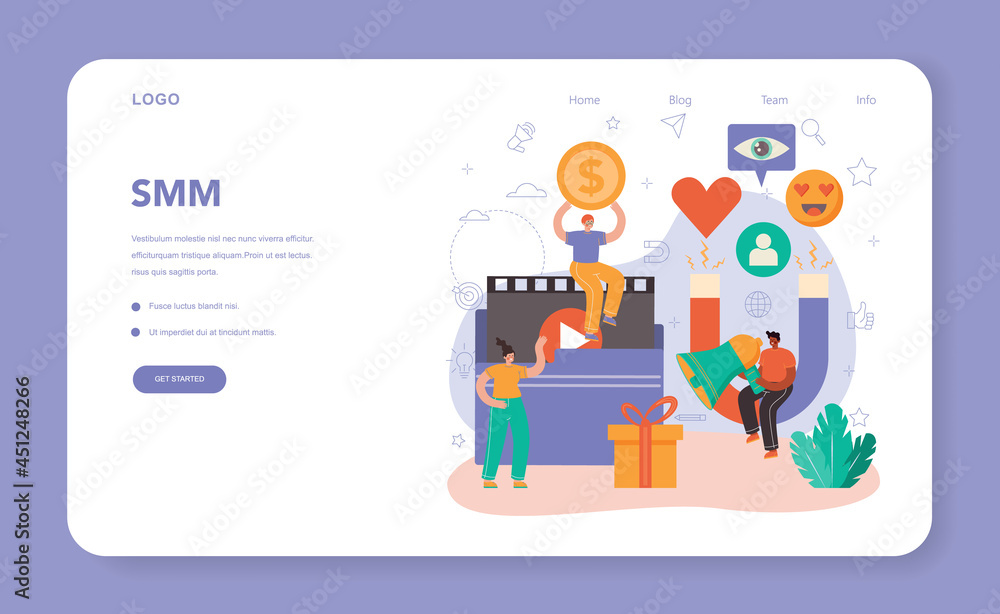 SMM social media marketing web banner or landing page SMM social media marketing web banner or landing page