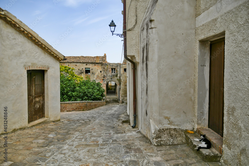 A street in the historic center of Aliano, a old town in the Basilicata region, Italy.