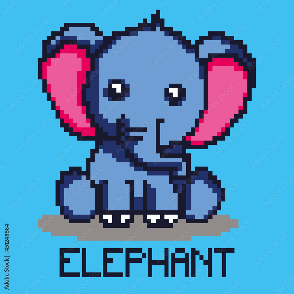 baby elephant in pixel art vector design baby elephant in pixel art vector design