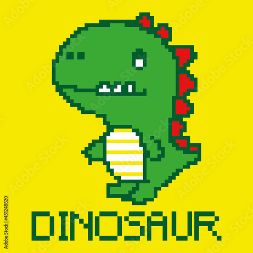 cute dino standing at pixel art style