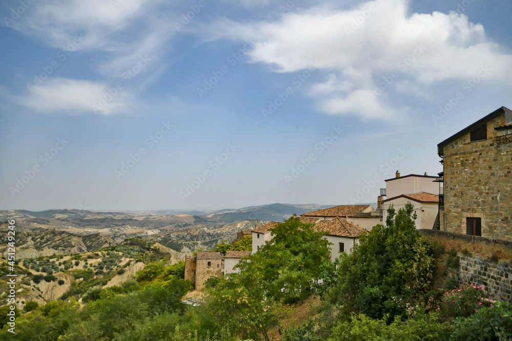 Panoramic view of Aliano, a old town in the Basilicata region, Italy.	