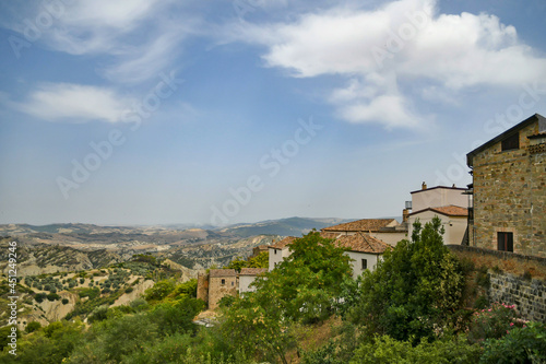 Panoramic view of Aliano, a old town in the Basilicata region, Italy. 