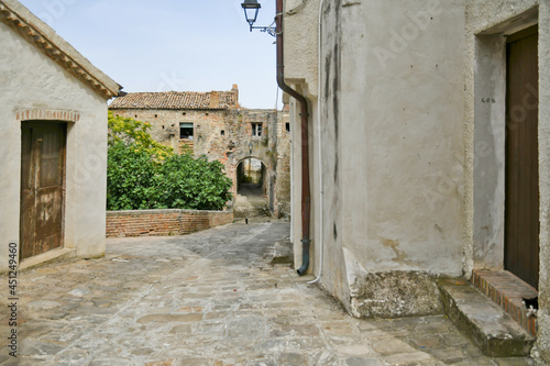 A street in the historic center of Aliano, a old town in the Basilicata region, Italy.