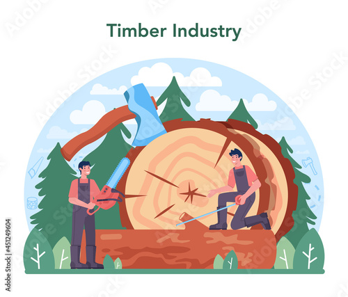 Timber industry and wood production concept. Logging