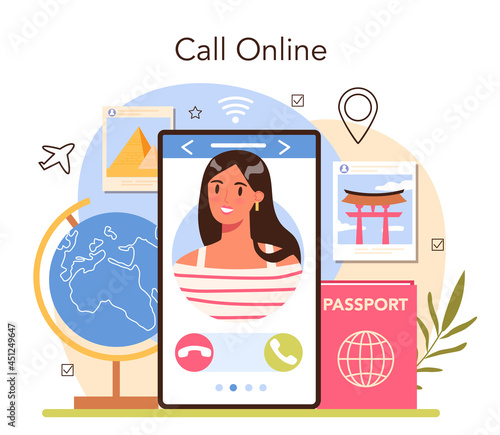 Tourism specialist online service or platform. Travel agent selling tour