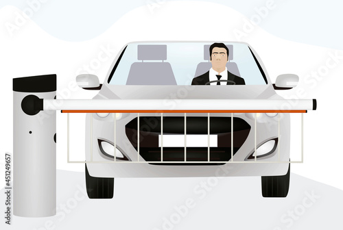 Barrier in front of car. vector illustration