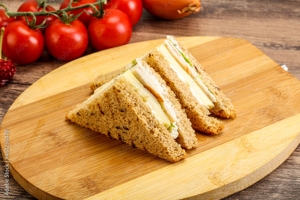 Club sandwich with chicken and cheese Club sandwich with chicken and cheese